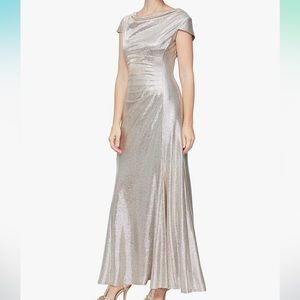 Alex Evenings Gown Women's Sz 8 Long Dress Formal Event Champagne MSRP $199